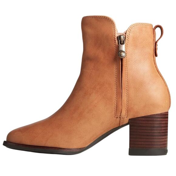 Sperry Womens Seaport Heel Bootie US 12M EU 43.5 Tan Leather NIB - Picture 2 of 13